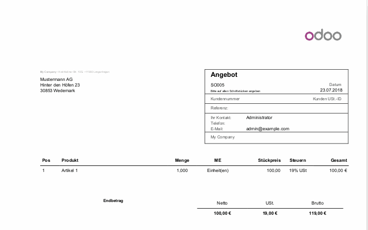 Odoo – Beispiel 1 für drei Spalten