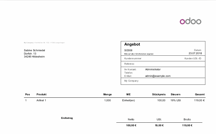 Odoo – Beispiel 2 für drei Spalten