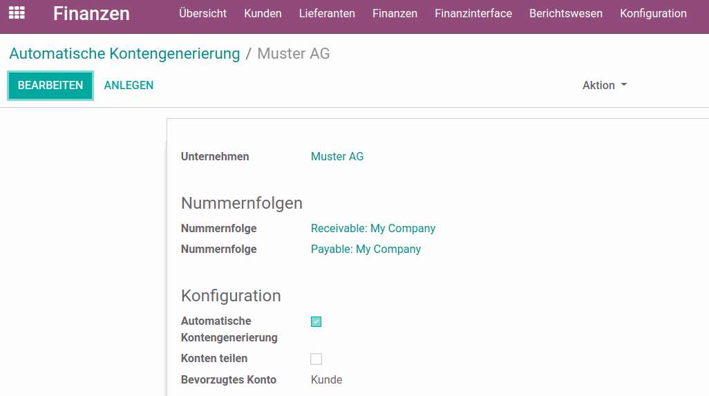 Die Konfiguration für die Debitorenbuchhaltung Konfiguration Debitoren- und Kreditorennummern
